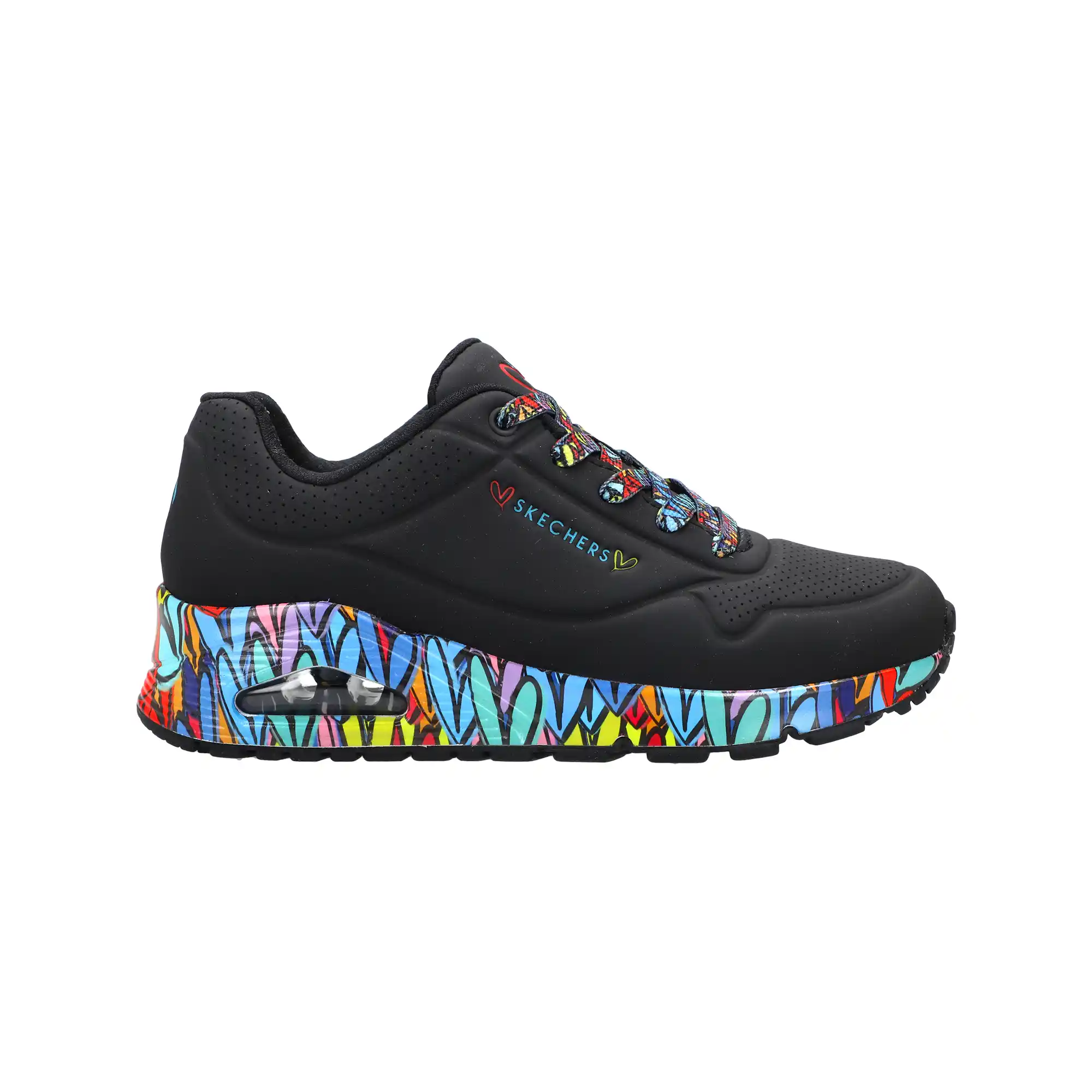 Tenis Skechers Casual Street x JGoldcrown: Uno - Ravaged Love Mujer 177918BKMT