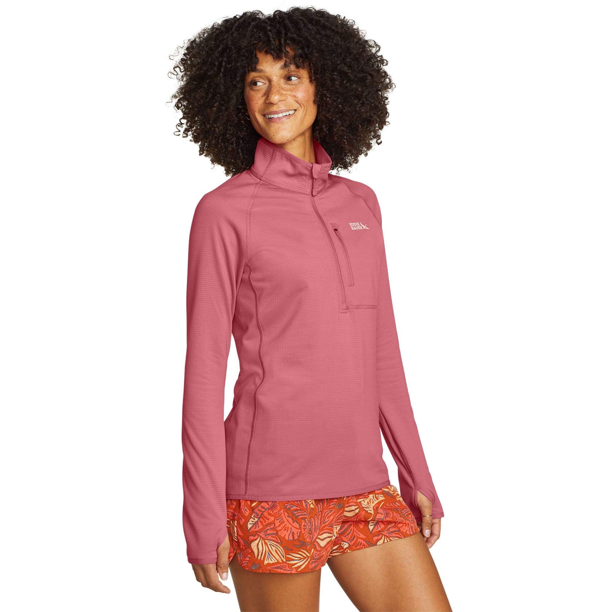 Sudadera Eddie Bauer Senderismo Quest High Grid 1/4 Zip Mujer EB31-1874 Rosa