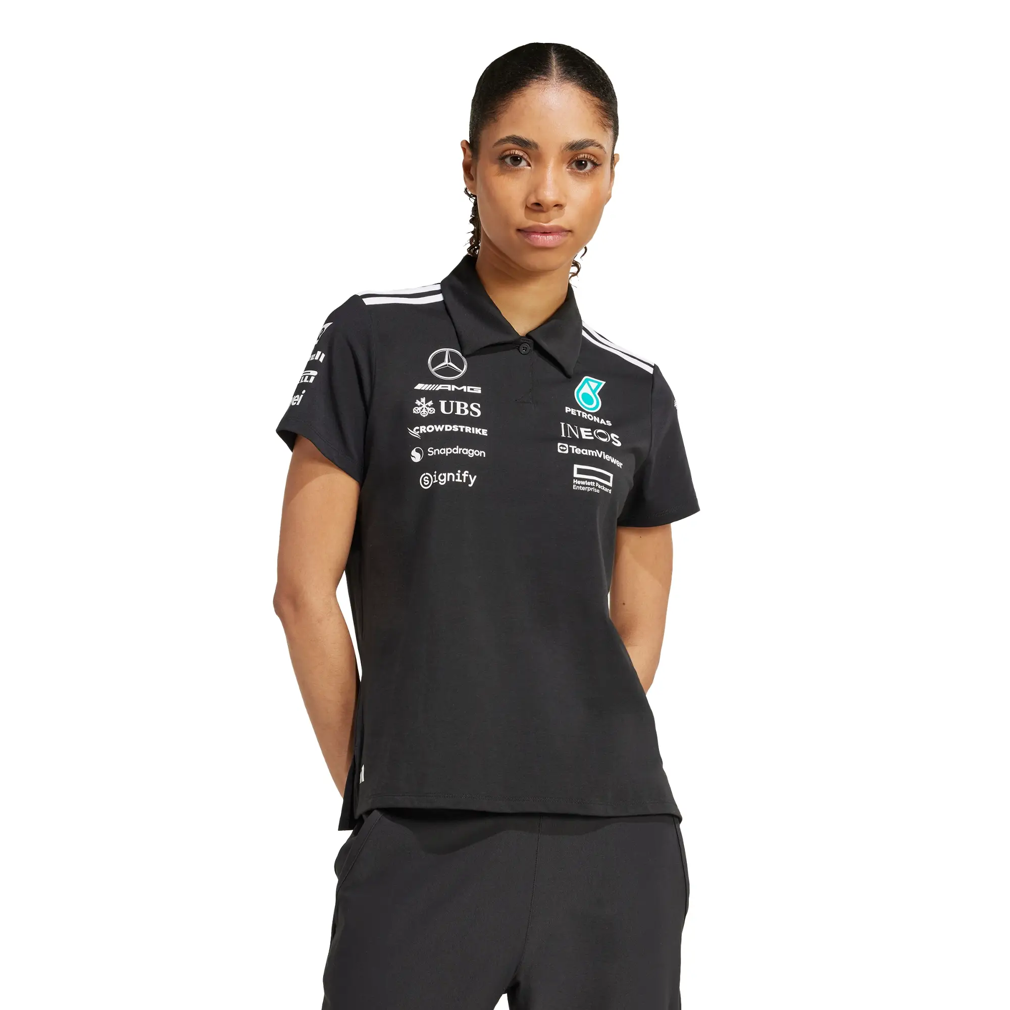 Playera Tipo Polo Negra Mercedes - AMG Petronas Formula One Team adidas Casual Unisex JX0759