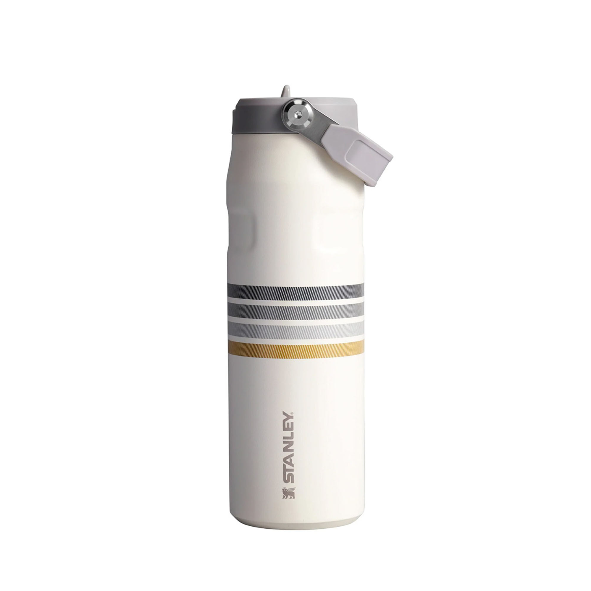 Termo Stanley Multideportes Iceflow Aerolight Flip Straw Varsity 24 Oz Cream Ash Stripe