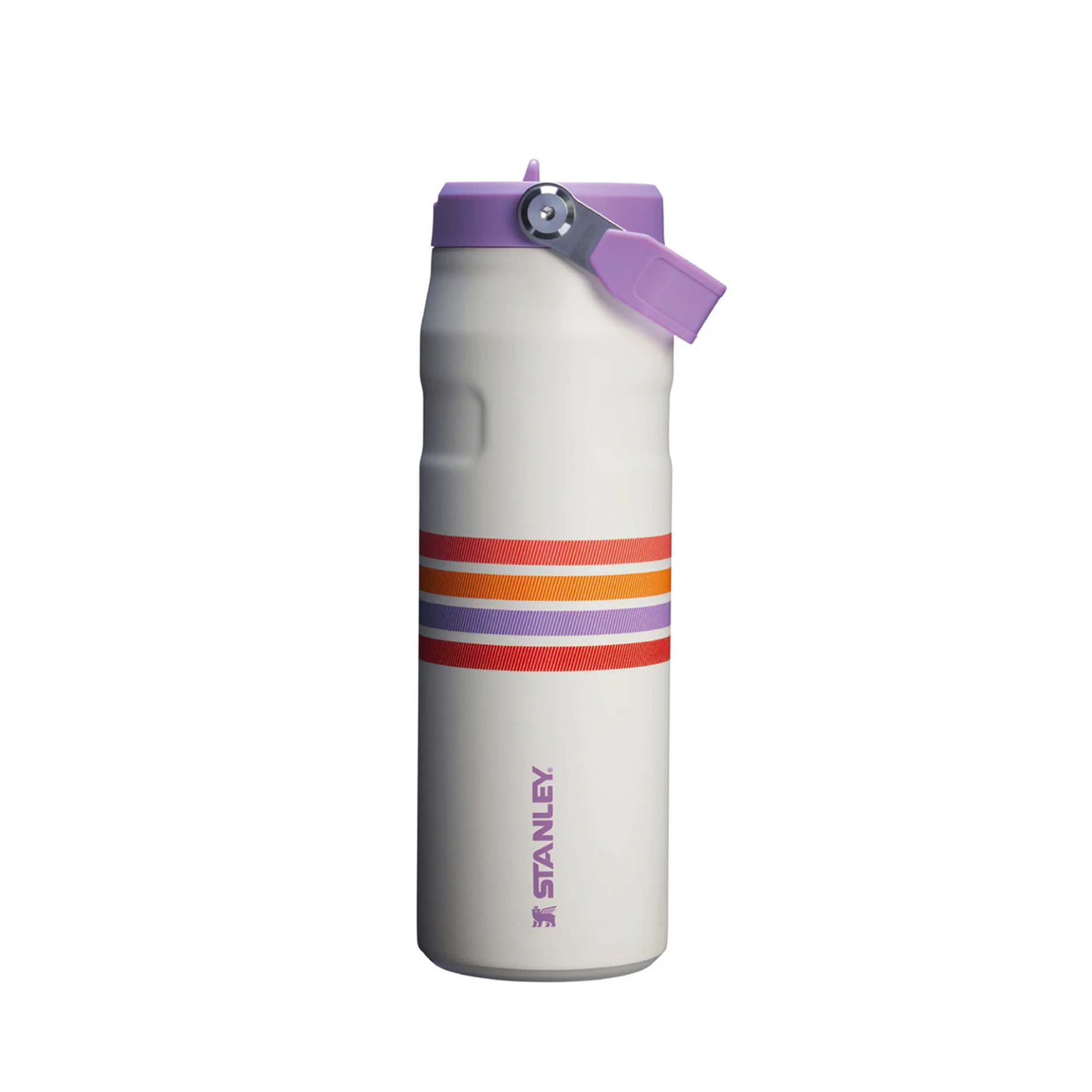 Termo Stanley Multideportes Iceflow Aerolight Flip Straw Varsity 24 Oz Cream Lilac Stripe