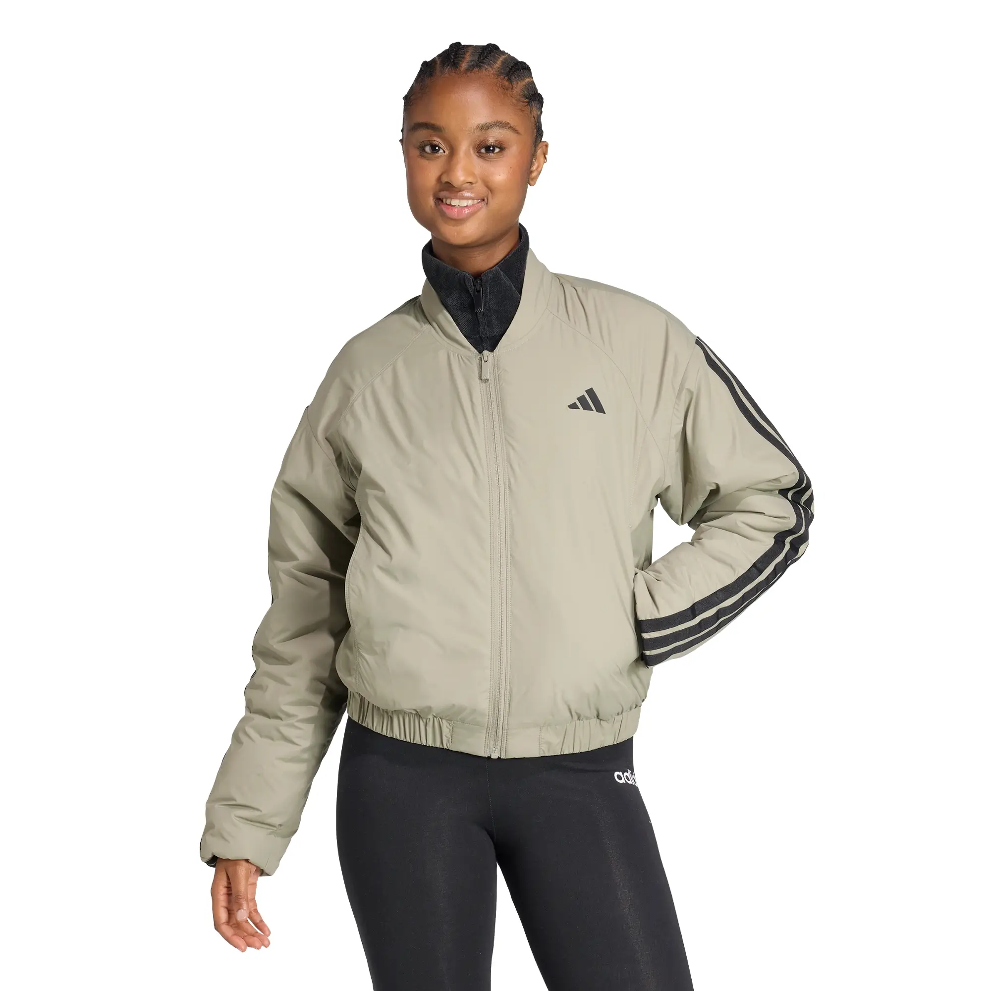 Chamarras Bómber Aisladas ESSENTIALS Con 3 FRANJAS CLIMAWARM adidas Casual Unisex KG1887