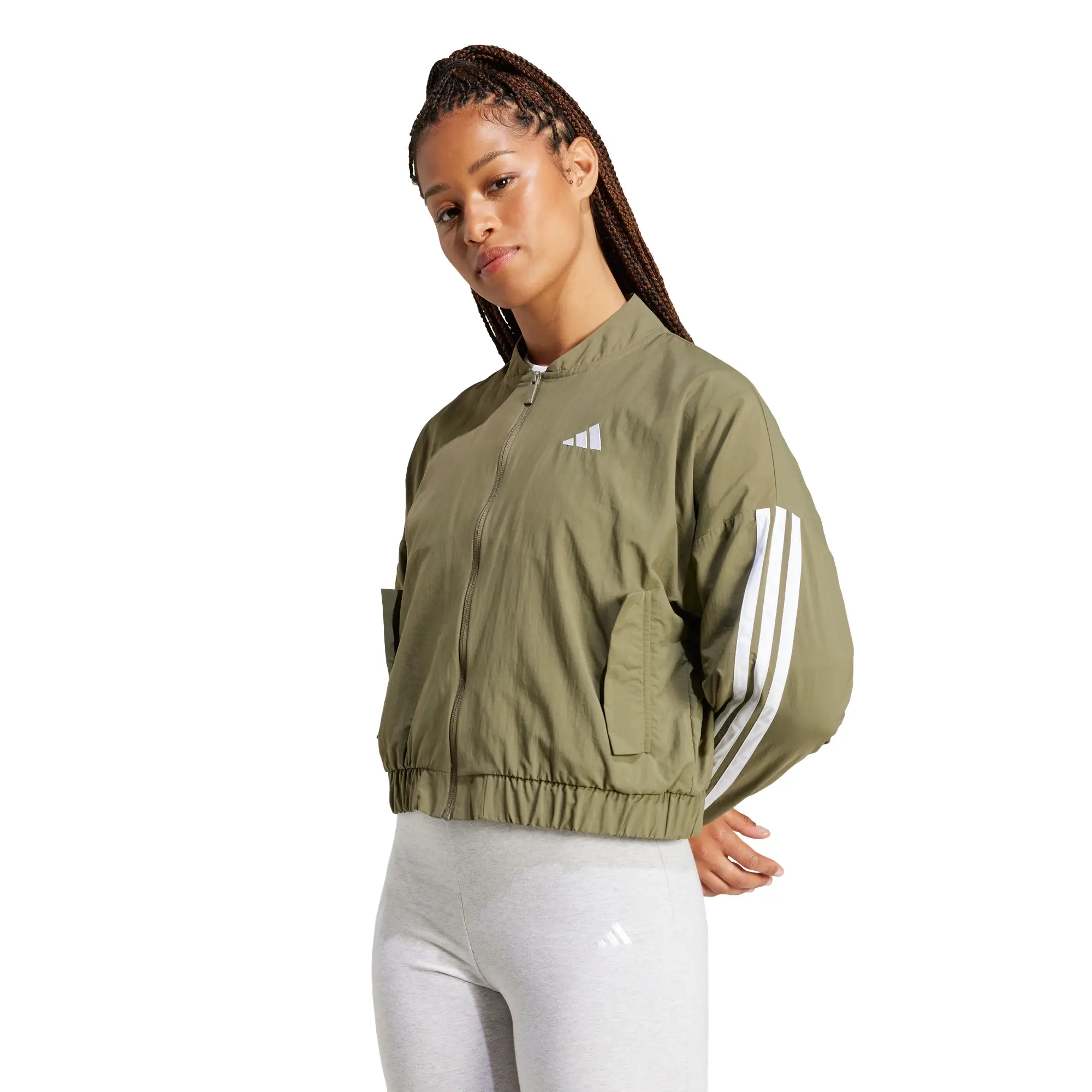 Chamarra Bómber Essentials 3 Franjas Lifestyle Tejida adidas Casual Unisex JD5320